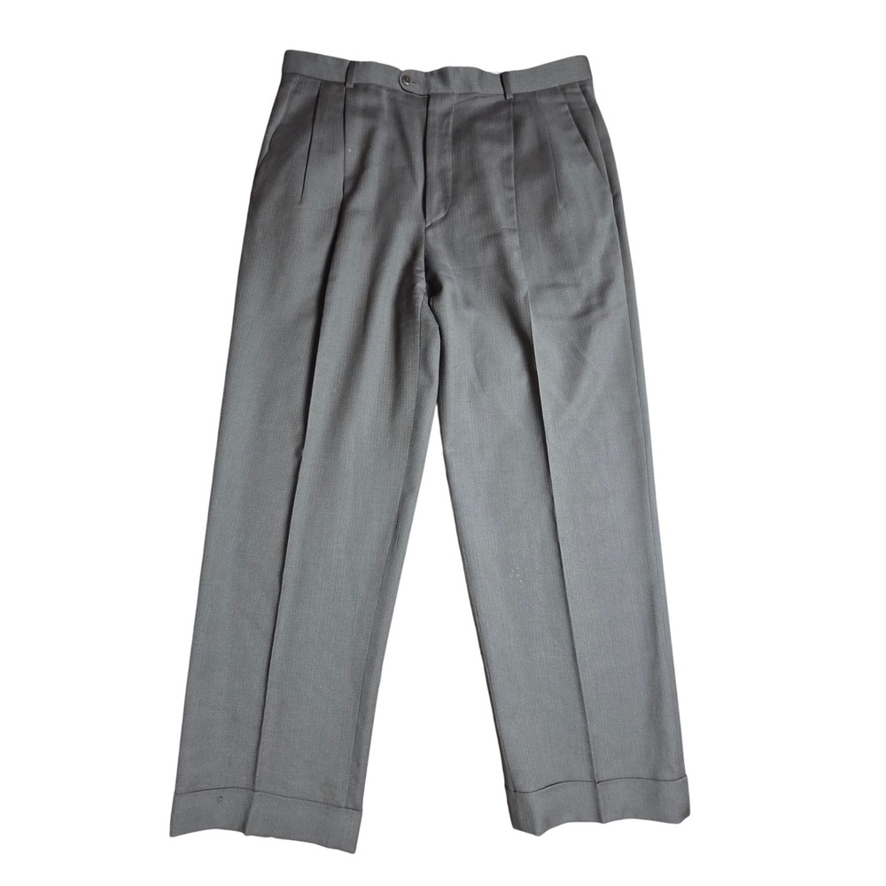 Zanella Bennett Pleated Wool Trousers Mens 36x29 Cuffed Made in Italy Old Money